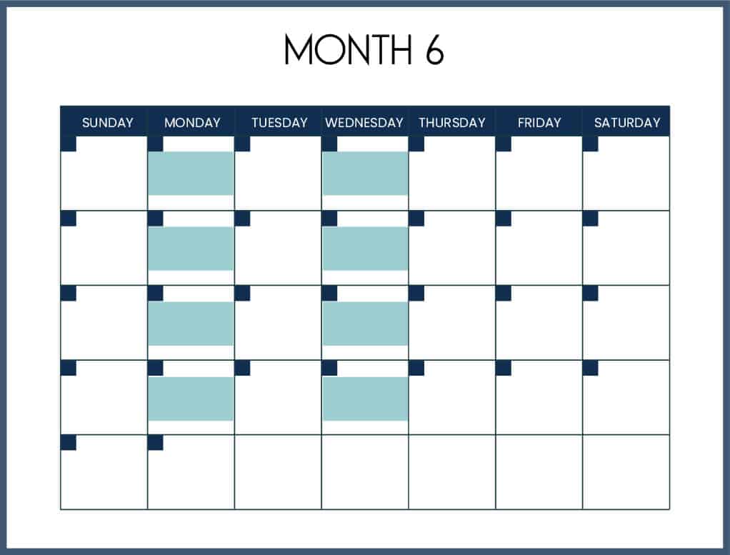 Part-Time Calendar-Month 6