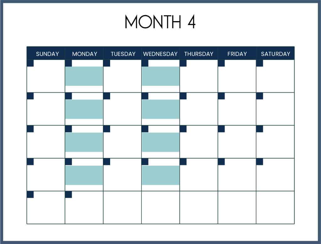 Part-Time calendar-Month 4