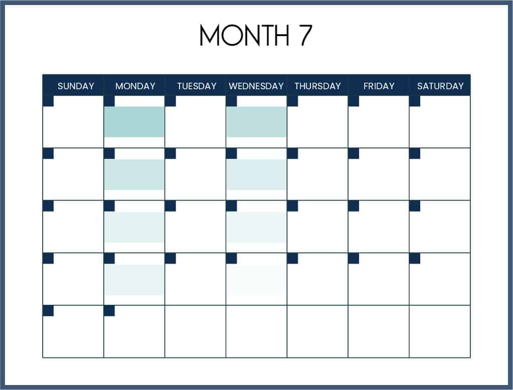 Part-Time calendar-Month 7